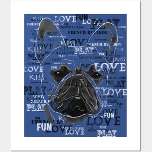French Bulldog Vintage Retro Look Distressed Novelty design Gift for mom, dad, kids Posters and Art